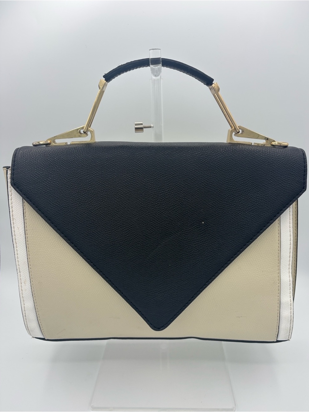 Zara Classic Top-Handle Satchel - Black & Cream (missing crossbody strap) - Picture 2 of 15